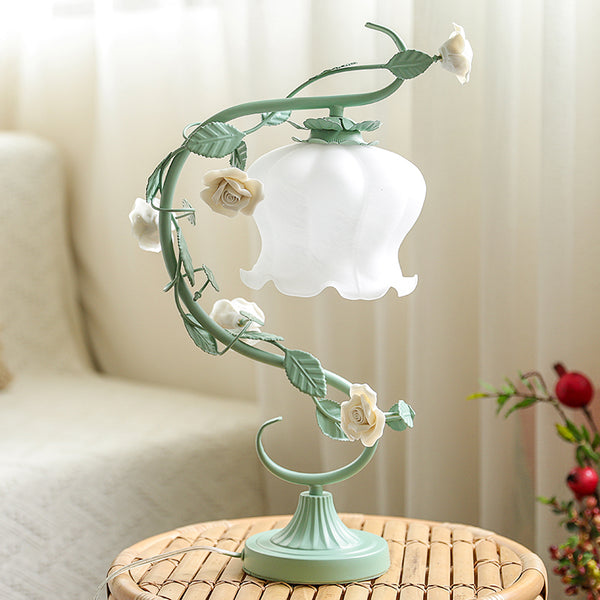 Rose Ceramic Nightstand Lamp Pastoral 1 Head Living Room Table Light ...