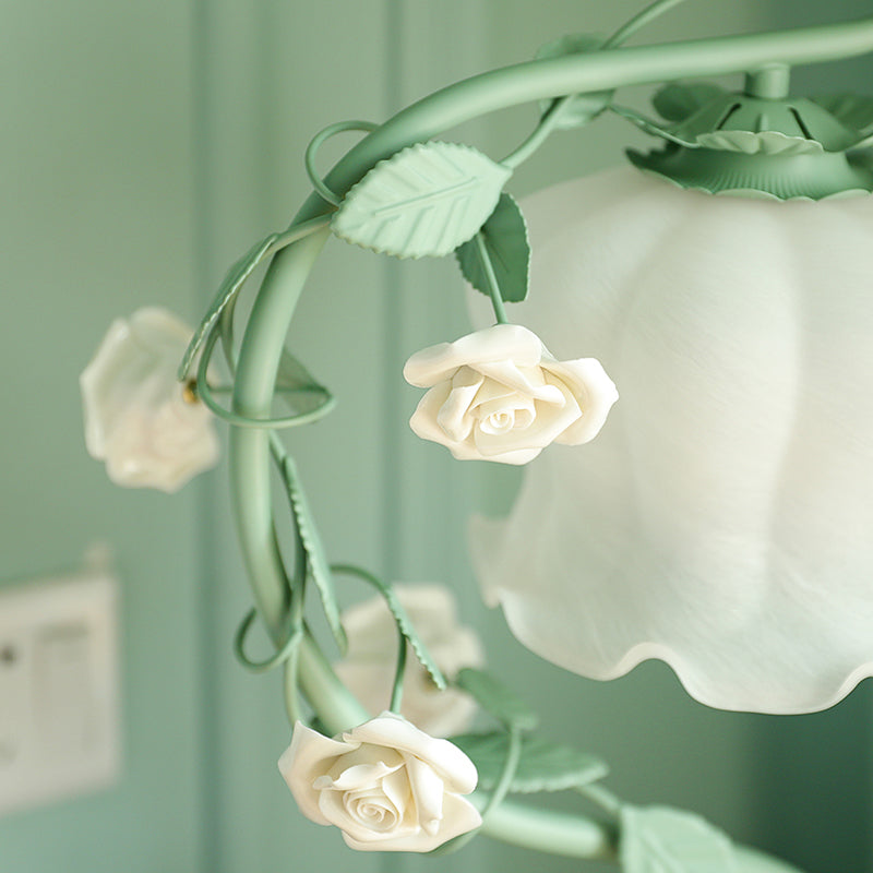 Ceramic Roses Light Rose Ceramic Nightstand Lamp Pastoral 1 Head Living Room Table Light ...