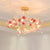 Ceramic Rose Semi Flush Light Korean Garden Living Room Ceiling Flush Mount with Crystal Accents Pink Clearhalo 'Ceiling Lights' 'Close To Ceiling Lights' 'Close to ceiling' 'Semi-flushmount' Lighting' 2092408