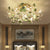 Rose Ceramic Semi Flush Pastoral Living Room Flush Ceiling Light Fixture with Decorative Crystal Green Clearhalo 'Ceiling Lights' 'Close To Ceiling Lights' 'Close to ceiling' 'Semi-flushmount' Lighting' 2092430