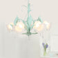 Frost Glass Floral Shaped Ceiling Lighting Korean Garden Living Room Chandelier Light Fixture with Droplet Decor Clearhalo 'Ceiling Lights' 'Chandeliers' Lighting' options 2092433