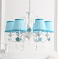 Fabric Pleated Empire Shade Suspension Light Pastoral Bedroom Chandelier Light with Rose and Crystal Draping Clearhalo 'Ceiling Lights' 'Chandeliers' Lighting' options 2092479