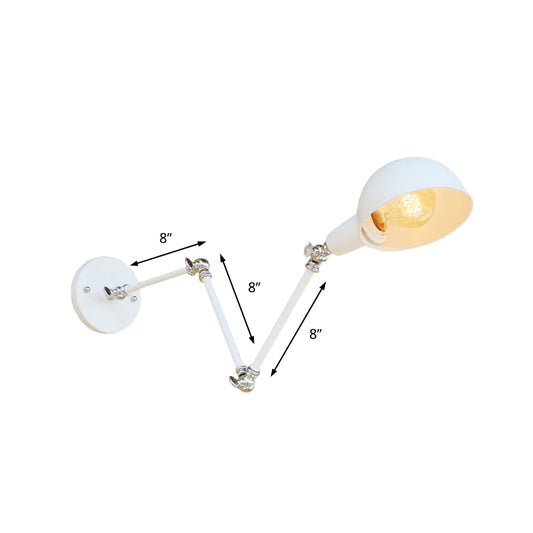 1 Bulb Sconce Light Retro Style Swing Arm Metallic Mini Wall Lamp in White for Study Room Clearhalo 'Art deco wall lights' 'Cast Iron' 'Glass' 'Industrial wall lights' 'Industrial' 'Middle century wall lights' 'Modern' 'Rustic wall lights' 'Tiffany' 'Traditional wall lights' 'Wall Lamps & Sconces' 'Wall Lights' Lighting' 209308