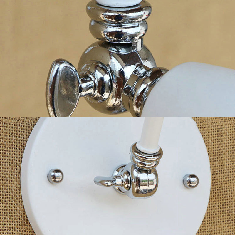 1 Bulb Sconce Light Retro Style Swing Arm Metallic Mini Wall Lamp in White for Study Room Clearhalo 'Art deco wall lights' 'Cast Iron' 'Glass' 'Industrial wall lights' 'Industrial' 'Middle century wall lights' 'Modern' 'Rustic wall lights' 'Tiffany' 'Traditional wall lights' 'Wall Lamps & Sconces' 'Wall Lights' Lighting' 209309
