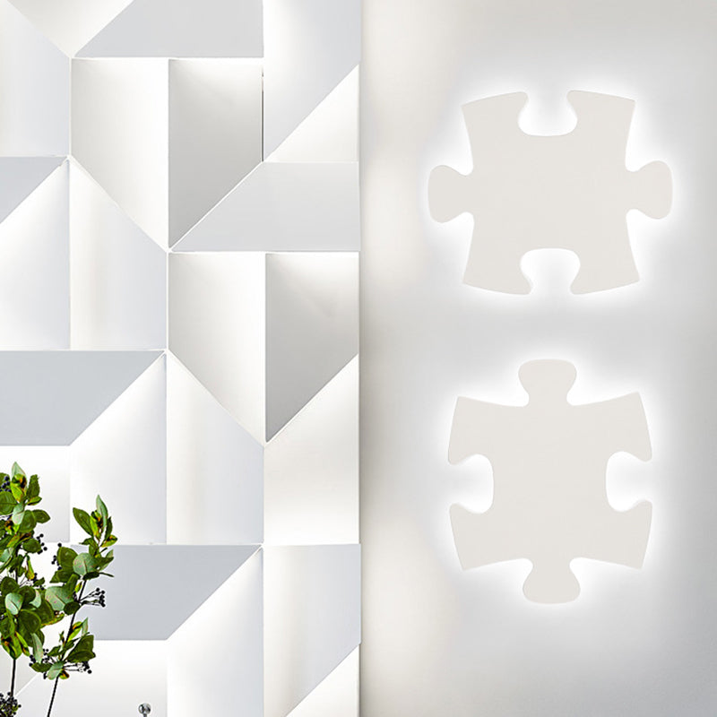 Jigsaw Sconce Light Modern Acrylic Black/White LED Wall Light in Warm/White Light for Living Room - Clearhalo - 'Modern wall lights' - 'Modern' - 'Wall Lamps & Sconces' - 'Wall Lights' - Lighting' - 209324