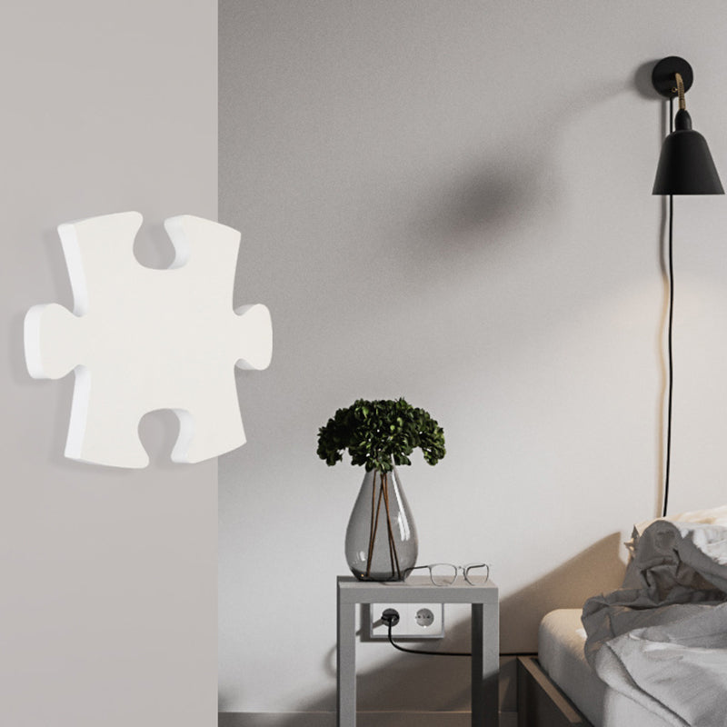 Jigsaw Sconce Light Modern Acrylic Black/White LED Wall Light in Warm/White Light for Living Room - White - Clearhalo - 'Modern wall lights' - 'Modern' - 'Wall Lamps & Sconces' - 'Wall Lights' - Lighting' - 209325