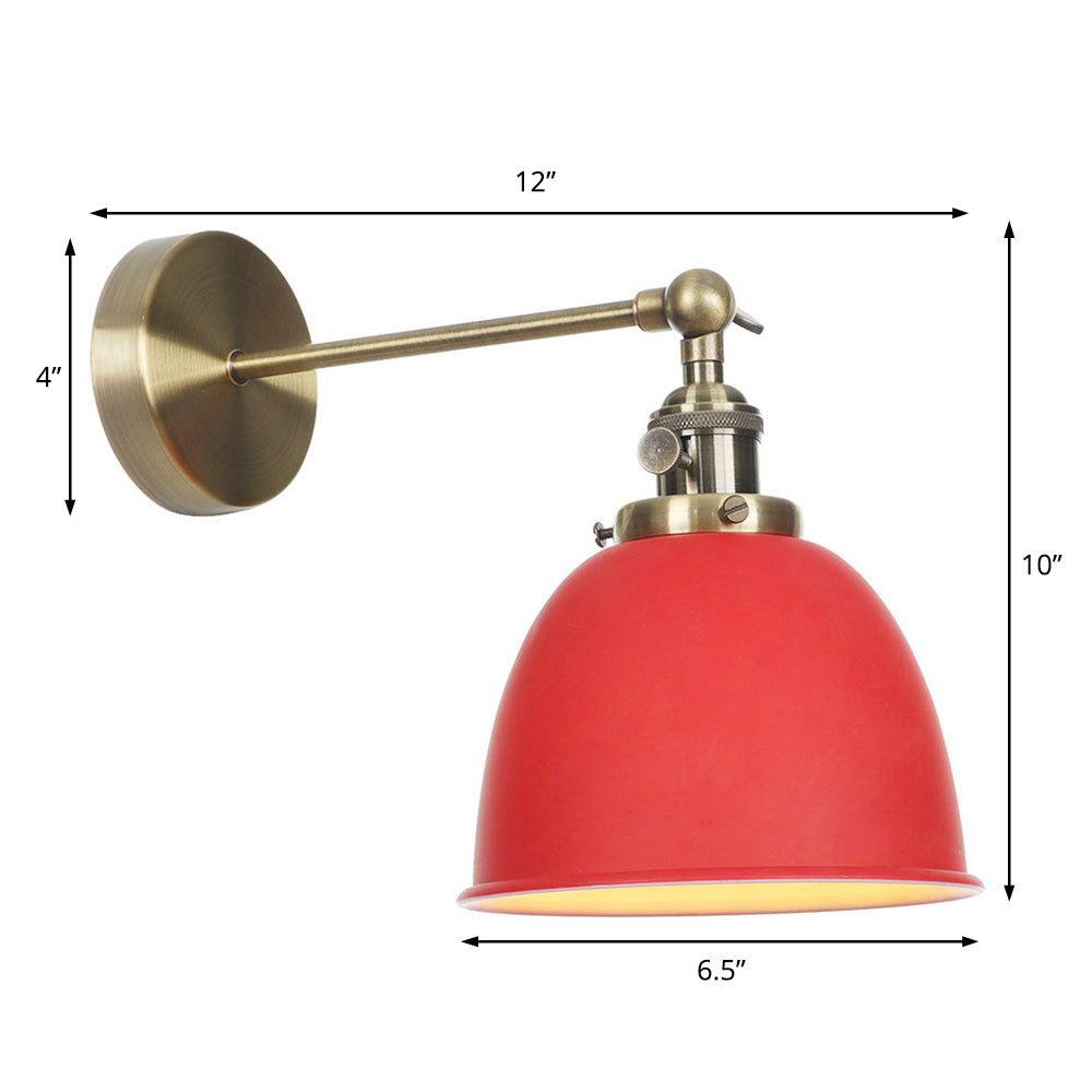 1 Bulb Domed Shade Sconce Lamp Industrial Black/Grey/White Metal Wall Mounted Light for Bedroom Clearhalo 'Art deco wall lights' 'Cast Iron' 'Glass' 'Industrial wall lights' 'Industrial' 'Middle century wall lights' 'Modern' 'Rustic wall lights' 'Tiffany' 'Traditional wall lights' 'Wall Lamps & Sconces' 'Wall Lights' Lighting' 209343