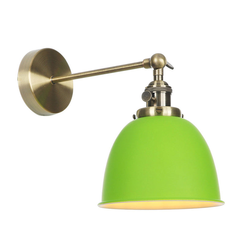 1 Bulb Domed Shade Sconce Lamp Industrial Black/Grey/White Metal Wall Mounted Light for Bedroom Clearhalo 'Art deco wall lights' 'Cast Iron' 'Glass' 'Industrial wall lights' 'Industrial' 'Middle century wall lights' 'Modern' 'Rustic wall lights' 'Tiffany' 'Traditional wall lights' 'Wall Lamps & Sconces' 'Wall Lights' Lighting' 209345