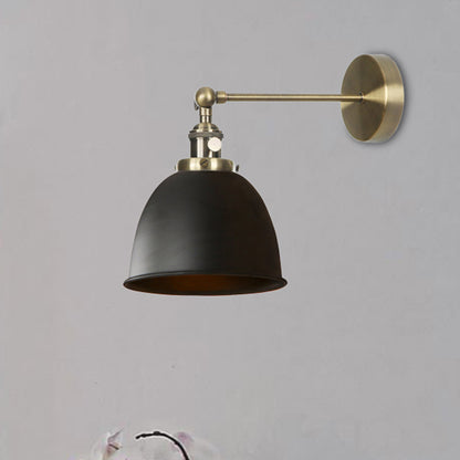 1 Bulb Domed Shade Sconce Lamp Industrial Black/Grey/White Metal Wall Mounted Light for Bedroom Black Clearhalo 'Art deco wall lights' 'Cast Iron' 'Glass' 'Industrial wall lights' 'Industrial' 'Middle century wall lights' 'Modern' 'Rustic wall lights' 'Tiffany' 'Traditional wall lights' 'Wall Lamps & Sconces' 'Wall Lights' Lighting' 209348