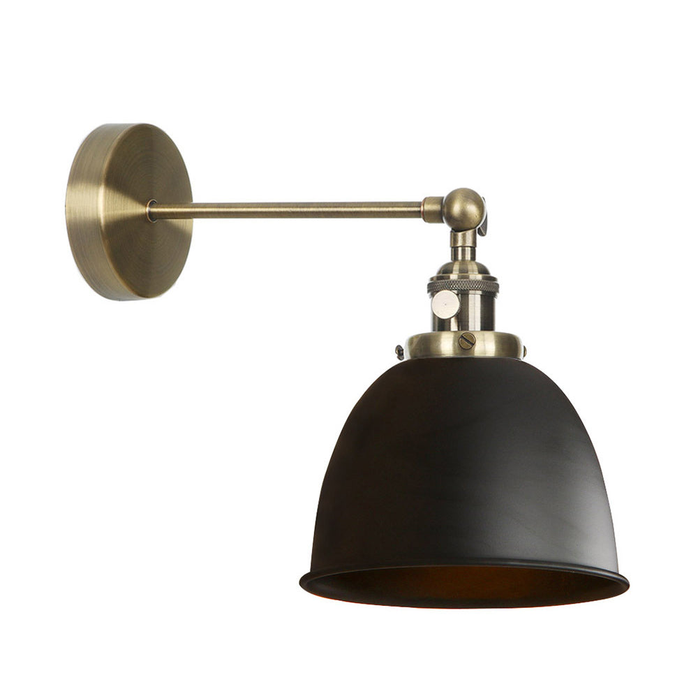 1 Bulb Domed Shade Sconce Lamp Industrial Black/Grey/White Metal Wall Mounted Light for Bedroom Clearhalo 'Art deco wall lights' 'Cast Iron' 'Glass' 'Industrial wall lights' 'Industrial' 'Middle century wall lights' 'Modern' 'Rustic wall lights' 'Tiffany' 'Traditional wall lights' 'Wall Lamps & Sconces' 'Wall Lights' Lighting' 209349