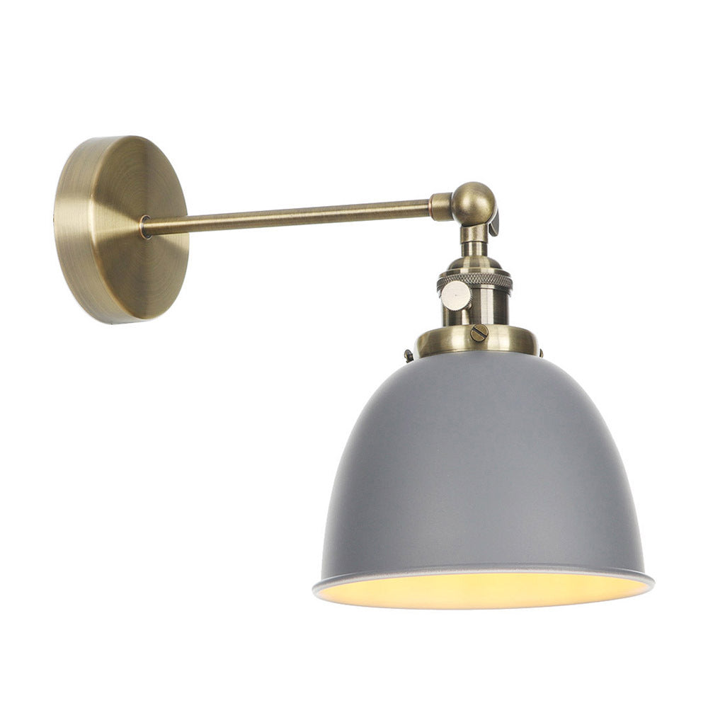 1 Bulb Domed Shade Sconce Lamp Industrial Black/Grey/White Metal Wall Mounted Light for Bedroom Clearhalo 'Art deco wall lights' 'Cast Iron' 'Glass' 'Industrial wall lights' 'Industrial' 'Middle century wall lights' 'Modern' 'Rustic wall lights' 'Tiffany' 'Traditional wall lights' 'Wall Lamps & Sconces' 'Wall Lights' Lighting' 209356