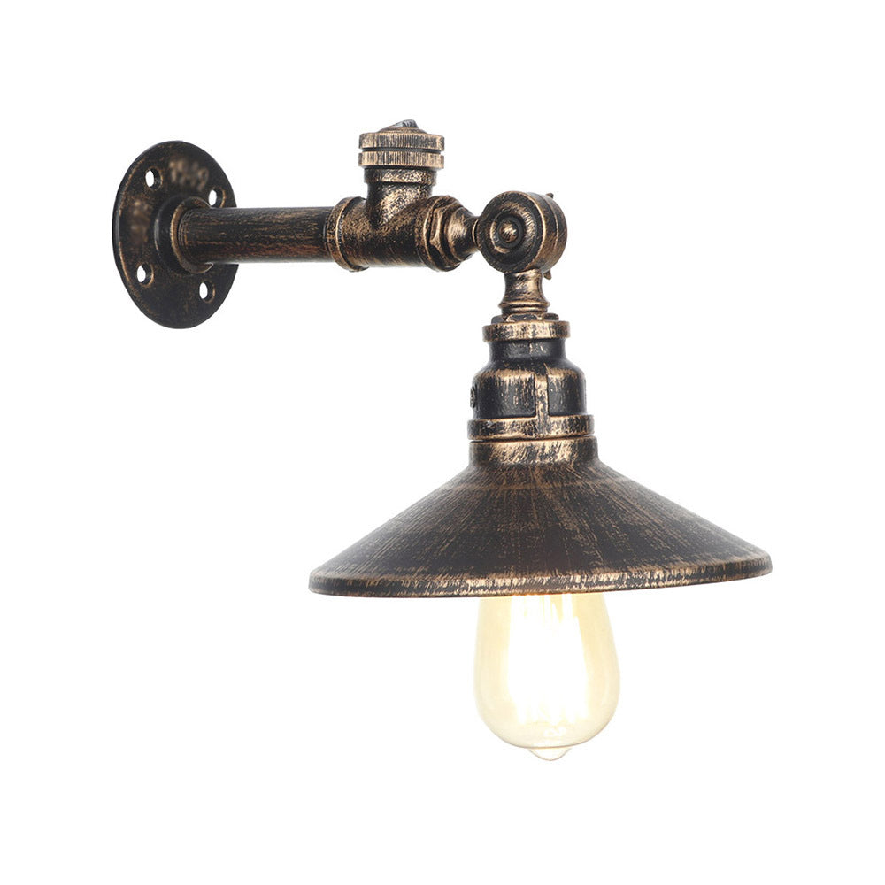 1 Light Wide Flare Wall Lamp Industrial Black/Bronze/Antique Brass Metal Sconce Light Fixture for Bedroom Clearhalo 'Art deco wall lights' 'Cast Iron' 'Glass' 'Industrial wall lights' 'Industrial' 'Middle century wall lights' 'Modern' 'Rustic wall lights' 'Tiffany' 'Traditional wall lights' 'Wall Lamps & Sconces' 'Wall Lights' Lighting' 209431