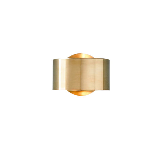 Gold Half-Cylinder Wall Light Fixture Postmodern 1 Light Metal Flush Wall Sconce Clearhalo 'Cast Iron' 'Glass' 'Industrial' 'Modern wall lights' 'Modern' 'Tiffany' 'Traditional wall lights' 'Wall Lamps & Sconces' 'Wall Lights' Lighting' 209464