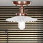 1 Light Opal/Clear Glass Semi Mount Lighting Industrial Antique Copper Cone/Saucer Indoor Ceiling Light Clearhalo 'Ceiling Lights' 'Close To Ceiling Lights' 'Close to ceiling' 'Glass shade' 'Glass' 'Semi-flushmount' Lighting' 209499