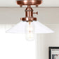 1 Light Opal/Clear Glass Semi Mount Lighting Industrial Antique Copper Cone/Saucer Indoor Ceiling Light Clear Cone Clearhalo 'Ceiling Lights' 'Close To Ceiling Lights' 'Close to ceiling' 'Glass shade' 'Glass' 'Semi-flushmount' Lighting' 209505