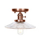 1 Light Opal/Clear Glass Semi Mount Lighting Industrial Antique Copper Cone/Saucer Indoor Ceiling Light Clearhalo 'Ceiling Lights' 'Close To Ceiling Lights' 'Close to ceiling' 'Glass shade' 'Glass' 'Semi-flushmount' Lighting' 209509