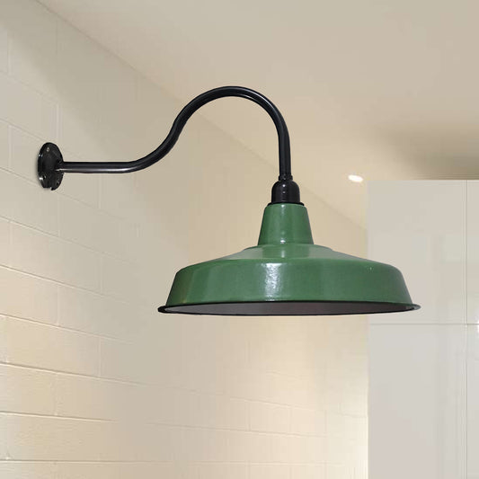 Vintage Style Barn Wall Light Fixture 14"/16" Dia 1 Bulb Metal Sconce Wall Lighting in Green for Restaurant Clearhalo 'Art deco wall lights' 'Cast Iron' 'Glass' 'Industrial wall lights' 'Industrial' 'Middle century wall lights' 'Modern' 'Rustic wall lights' 'Tiffany' 'Traditional wall lights' 'Wall Lamps & Sconces' 'Wall Lights' Lighting' 209604