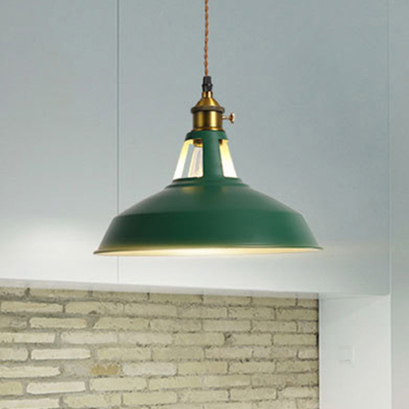 1 Light Barn Pendant Lighting Fixture Industrial Beige/Blue/Green Metal Hanging Ceiling Light for Dining Room Green Clearhalo 'Art Deco Pendants' 'Cast Iron' 'Ceiling Lights' 'Ceramic' 'Crystal' 'Industrial Pendants' 'Industrial' 'Metal' 'Middle Century Pendants' 'Pendant Lights' 'Pendants' 'Tiffany' Lighting' 209619