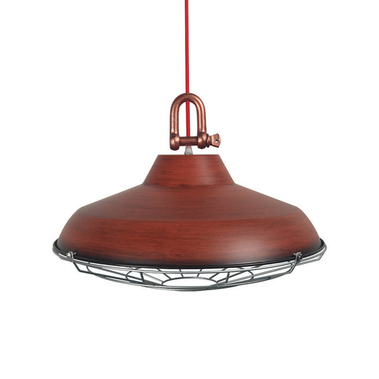 Vintage Covered Cage Hanging Ceiling Light 1 Light Metal Pendant Lighting in White/Copper/Red Brown Clearhalo 'Art Deco Pendants' 'Cast Iron' 'Ceiling Lights' 'Ceramic' 'Crystal' 'Industrial Pendants' 'Industrial' 'Metal' 'Middle Century Pendants' 'Pendant Lights' 'Pendants' 'Tiffany' Lighting' 209644