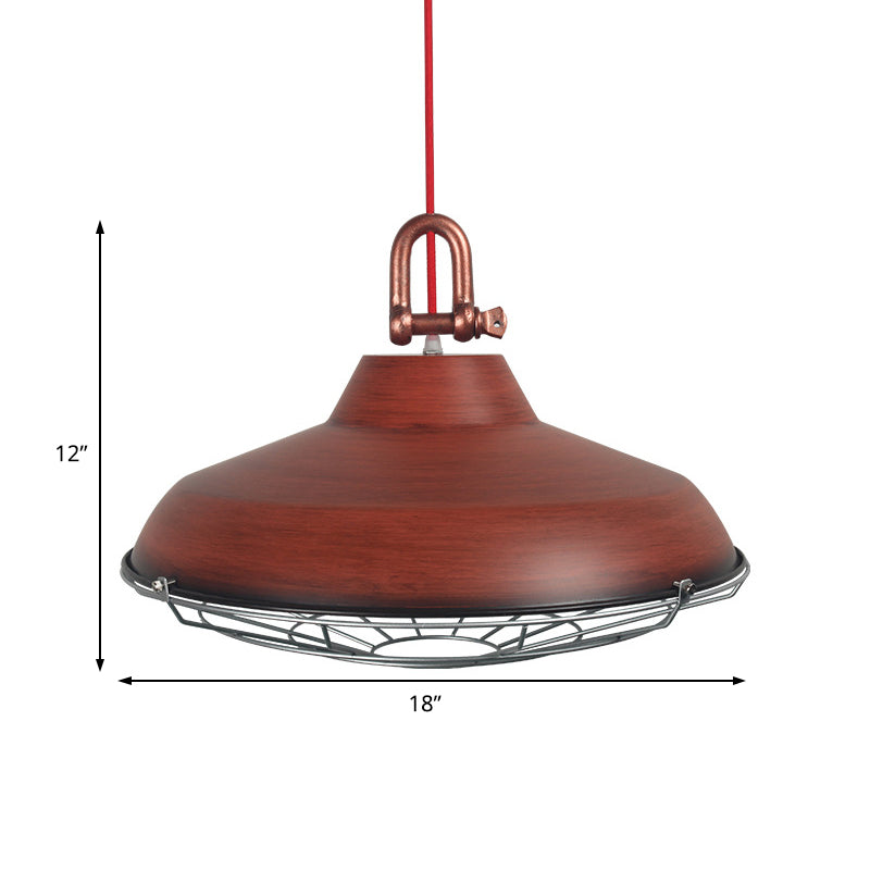 Vintage Covered Cage Hanging Ceiling Light 1 Light Metal Pendant Lighting in White/Copper/Red Brown Clearhalo 'Art Deco Pendants' 'Cast Iron' 'Ceiling Lights' 'Ceramic' 'Crystal' 'Industrial Pendants' 'Industrial' 'Metal' 'Middle Century Pendants' 'Pendant Lights' 'Pendants' 'Tiffany' Lighting' 209645