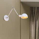 White Dome Wall Lighting with Swing Arm Industrial Retro Metal 1 Bulb Bedroom Sconce Lamp White Clearhalo 'Art deco wall lights' 'Cast Iron' 'Glass' 'Industrial wall lights' 'Industrial' 'Middle century wall lights' 'Modern' 'Rustic wall lights' 'Tiffany' 'Traditional wall lights' 'Wall Lamps & Sconces' 'Wall Lights' Lighting' 209670