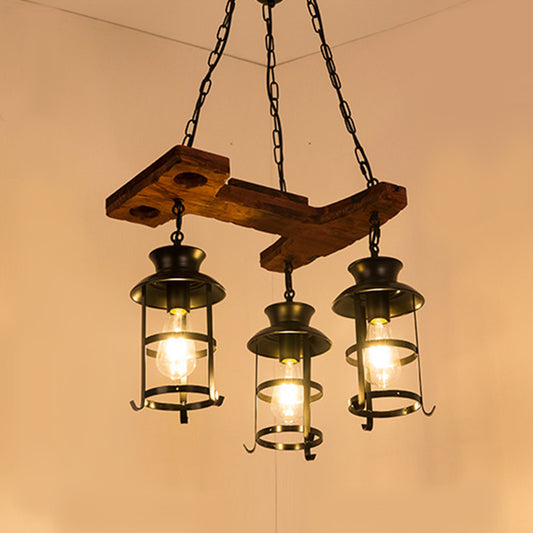 Caged Dining Room Pendant Chandelier Industrial Metal 3 Lights Black Hanging Fixture Black A Clearhalo 'Cast Iron' 'Ceiling Lights' 'Chandeliers' 'Industrial Chandeliers' 'Industrial' 'Metal' 'Middle Century Chandeliers' 'Rustic Chandeliers' 'Tiffany' Lighting' 209704