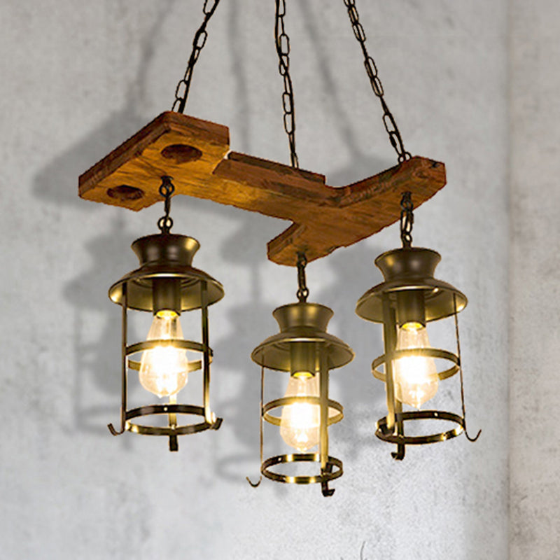 Caged Dining Room Pendant Chandelier Industrial Metal 3 Lights Black Hanging Fixture Clearhalo 'Cast Iron' 'Ceiling Lights' 'Chandeliers' 'Industrial Chandeliers' 'Industrial' 'Metal' 'Middle Century Chandeliers' 'Rustic Chandeliers' 'Tiffany' Lighting' 209705