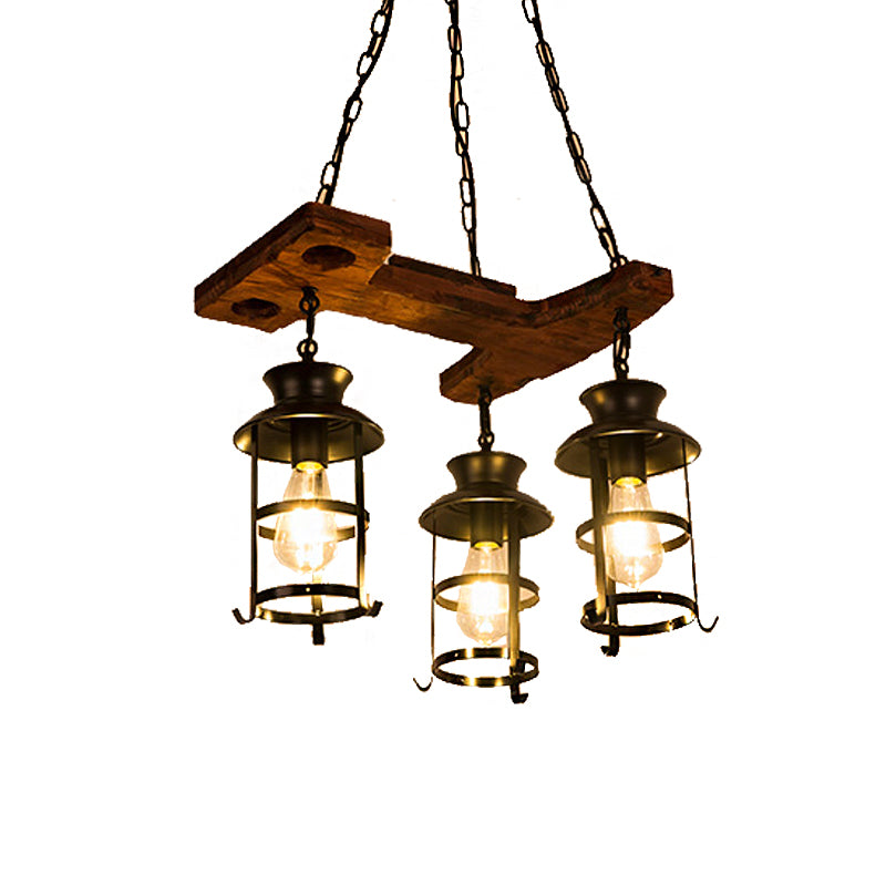 Caged Dining Room Pendant Chandelier Industrial Metal 3 Lights Black Hanging Fixture Clearhalo 'Cast Iron' 'Ceiling Lights' 'Chandeliers' 'Industrial Chandeliers' 'Industrial' 'Metal' 'Middle Century Chandeliers' 'Rustic Chandeliers' 'Tiffany' Lighting' 209706
