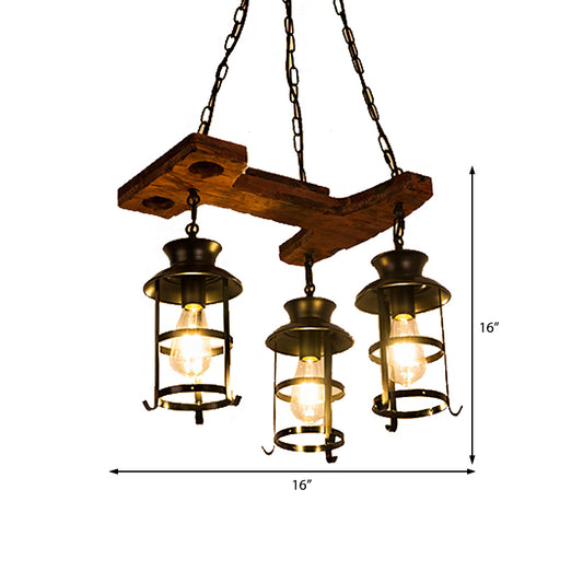 Caged Dining Room Pendant Chandelier Industrial Metal 3 Lights Black Hanging Fixture Clearhalo 'Cast Iron' 'Ceiling Lights' 'Chandeliers' 'Industrial Chandeliers' 'Industrial' 'Metal' 'Middle Century Chandeliers' 'Rustic Chandeliers' 'Tiffany' Lighting' 209707
