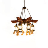 6 Light Ceiling Light Coastal Kerosene Clear Glass Hanging Chandelier in Black for Dining Room Clearhalo 'Cast Iron' 'Ceiling Lights' 'Chandeliers' 'Industrial Chandeliers' 'Industrial' 'Metal' 'Middle Century Chandeliers' 'Rustic Chandeliers' 'Tiffany' Lighting' 209723
