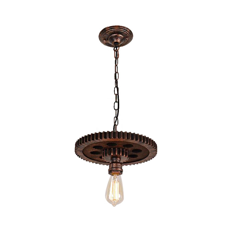 Gear Ceiling Lamp Metal 1/6 Bulb Industrial Dining Room Pendant Lighting in Bronze Clearhalo 'Art Deco Pendants' 'Cast Iron' 'Ceiling Lights' 'Ceramic' 'Crystal' 'Industrial Pendants' 'Industrial' 'Metal' 'Middle Century Pendants' 'Pendant Lights' 'Pendants' 'Tiffany' Lighting' 209753