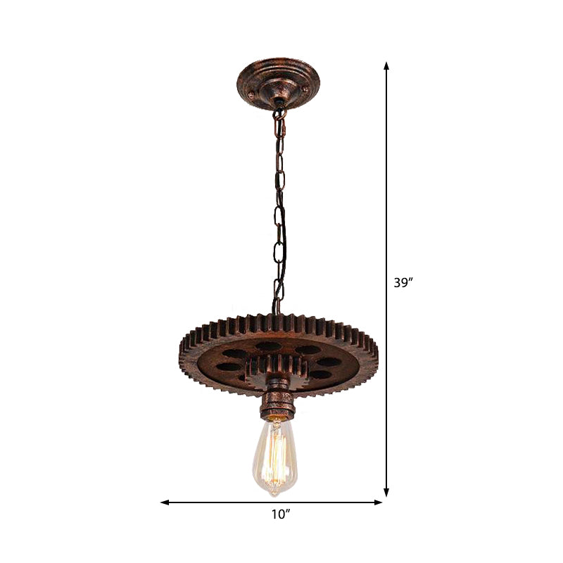Gear Ceiling Lamp Metal 1/6 Bulb Industrial Dining Room Pendant Lighting in Bronze Clearhalo 'Art Deco Pendants' 'Cast Iron' 'Ceiling Lights' 'Ceramic' 'Crystal' 'Industrial Pendants' 'Industrial' 'Metal' 'Middle Century Pendants' 'Pendant Lights' 'Pendants' 'Tiffany' Lighting' 209754