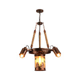 Cylinder Metal Chandelier Light Vintage 4/7 Light Dining Room Pendant Lighting in Weathered Copper Clearhalo 'Cast Iron' 'Ceiling Lights' 'Chandeliers' 'Industrial Chandeliers' 'Industrial' 'Metal' 'Middle Century Chandeliers' 'Rustic Chandeliers' 'Tiffany' Lighting' 209761