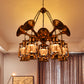 Lantern Shade Ceiling Lamp 3/5 Bulb Clear Glass Coastal Dining Room Chandelier Pendant Light in Antique Brass 5 Antique Brass Clearhalo 'Cast Iron' 'Ceiling Lights' 'Chandeliers' 'Industrial Chandeliers' 'Industrial' 'Metal' 'Middle Century Chandeliers' 'Rustic Chandeliers' 'Tiffany' Lighting' 209789