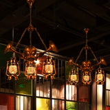 Lantern Shade Ceiling Lamp 3/5 Bulb Clear Glass Coastal Dining Room Chandelier Pendant Light in Antique Brass 3 Antique Brass Clearhalo 'Cast Iron' 'Ceiling Lights' 'Chandeliers' 'Industrial Chandeliers' 'Industrial' 'Metal' 'Middle Century Chandeliers' 'Rustic Chandeliers' 'Tiffany' Lighting' 209794