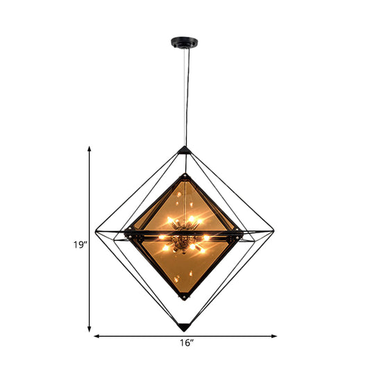 Contemporary Polygon Ceiling Pendant Light Amber/Smoke Gray Glass 1 Light Dining Room Suspension Light, 8"/16" Wide Clearhalo 'Ceiling Lights' 'Chandeliers' 'Glass shade' 'Glass' 'Modern Pendants' 'Modern' 'Pendant Lights' 'Pendants' Lighting' 209803