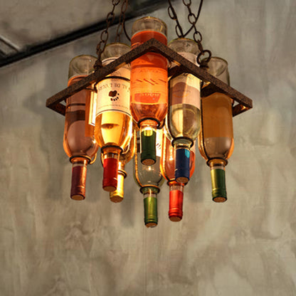 Metal 1/2/3 Lights Rust Dining Room Hanging Light Kit Industrial Round/Square/Rectangle Pendant Lighting Rust Square Clearhalo 'Ceiling Lights' 'Chandeliers' 'Glass shade' 'Glass' 'Industrial Chandeliers' 'Industrial' 'Middle Century Chandeliers' 'Tiffany' Lighting' 209808