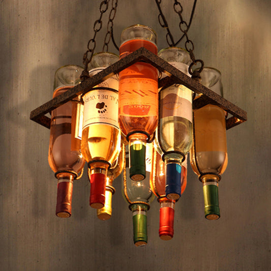 Metal 1/2/3 Lights Rust Dining Room Hanging Light Kit Industrial Round/Square/Rectangle Pendant Lighting Clearhalo 'Ceiling Lights' 'Chandeliers' 'Glass shade' 'Glass' 'Industrial Chandeliers' 'Industrial' 'Middle Century Chandeliers' 'Tiffany' Lighting' 209809