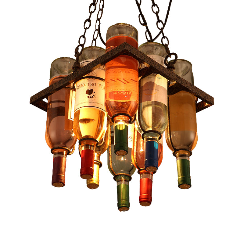 Metal 1/2/3 Lights Rust Dining Room Hanging Light Kit Industrial Round/Square/Rectangle Pendant Lighting Clearhalo 'Ceiling Lights' 'Chandeliers' 'Glass shade' 'Glass' 'Industrial Chandeliers' 'Industrial' 'Middle Century Chandeliers' 'Tiffany' Lighting' 209810