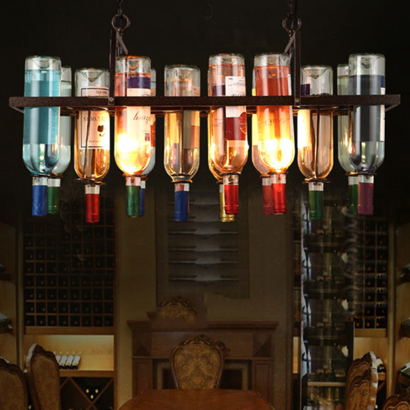 Metal 1/2/3 Lights Rust Dining Room Hanging Light Kit Industrial Round/Square/Rectangle Pendant Lighting Clearhalo 'Ceiling Lights' 'Chandeliers' 'Glass shade' 'Glass' 'Industrial Chandeliers' 'Industrial' 'Middle Century Chandeliers' 'Tiffany' Lighting' 209817