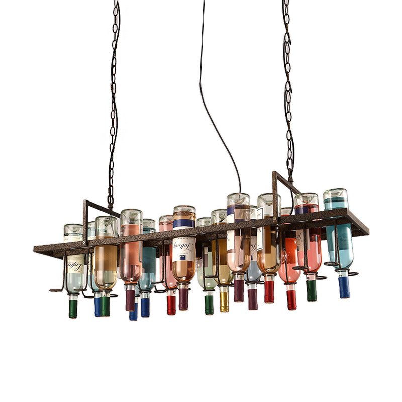 Metal 1/2/3 Lights Rust Dining Room Hanging Light Kit Industrial Round/Square/Rectangle Pendant Lighting Clearhalo 'Ceiling Lights' 'Chandeliers' 'Glass shade' 'Glass' 'Industrial Chandeliers' 'Industrial' 'Middle Century Chandeliers' 'Tiffany' Lighting' 209818