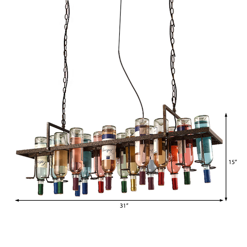 Metal 1/2/3 Lights Rust Dining Room Hanging Light Kit Industrial Round/Square/Rectangle Pendant Lighting Clearhalo 'Ceiling Lights' 'Chandeliers' 'Glass shade' 'Glass' 'Industrial Chandeliers' 'Industrial' 'Middle Century Chandeliers' 'Tiffany' Lighting' 209819