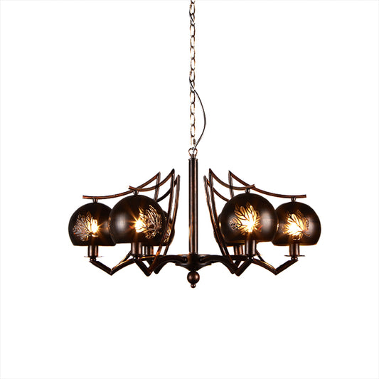 6 Light Ceiling Light Vintage Bubbled Etched Metal Hanging Chandelier in Rust for Dining Room Clearhalo 'Cast Iron' 'Ceiling Lights' 'Chandeliers' 'Industrial Chandeliers' 'Industrial' 'Metal' 'Middle Century Chandeliers' 'Rustic Chandeliers' 'Tiffany' Lighting' 209834