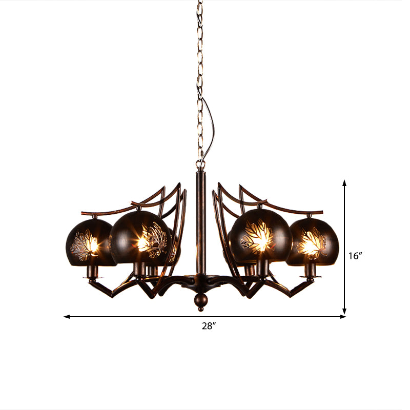 6 Light Ceiling Light Vintage Bubbled Etched Metal Hanging Chandelier in Rust for Dining Room Clearhalo 'Cast Iron' 'Ceiling Lights' 'Chandeliers' 'Industrial Chandeliers' 'Industrial' 'Metal' 'Middle Century Chandeliers' 'Rustic Chandeliers' 'Tiffany' Lighting' 209835