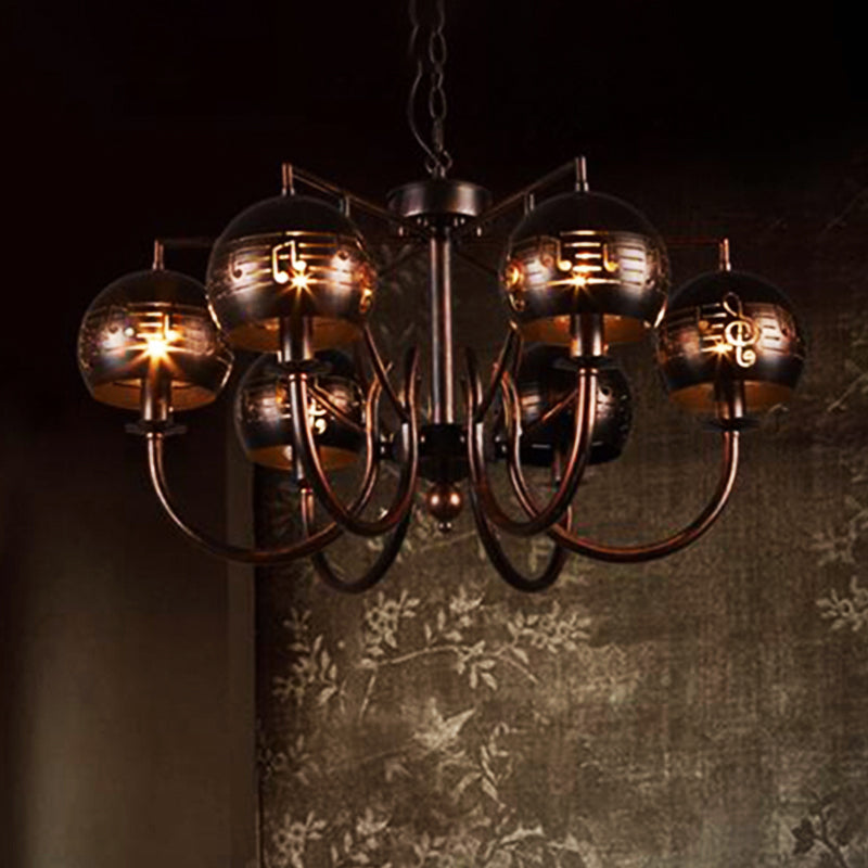 6 Light Ceiling Light Vintage Bubbled Etched Metal Hanging Chandelier in Rust for Dining Room Clearhalo 'Cast Iron' 'Ceiling Lights' 'Chandeliers' 'Industrial Chandeliers' 'Industrial' 'Metal' 'Middle Century Chandeliers' 'Rustic Chandeliers' 'Tiffany' Lighting' 209836