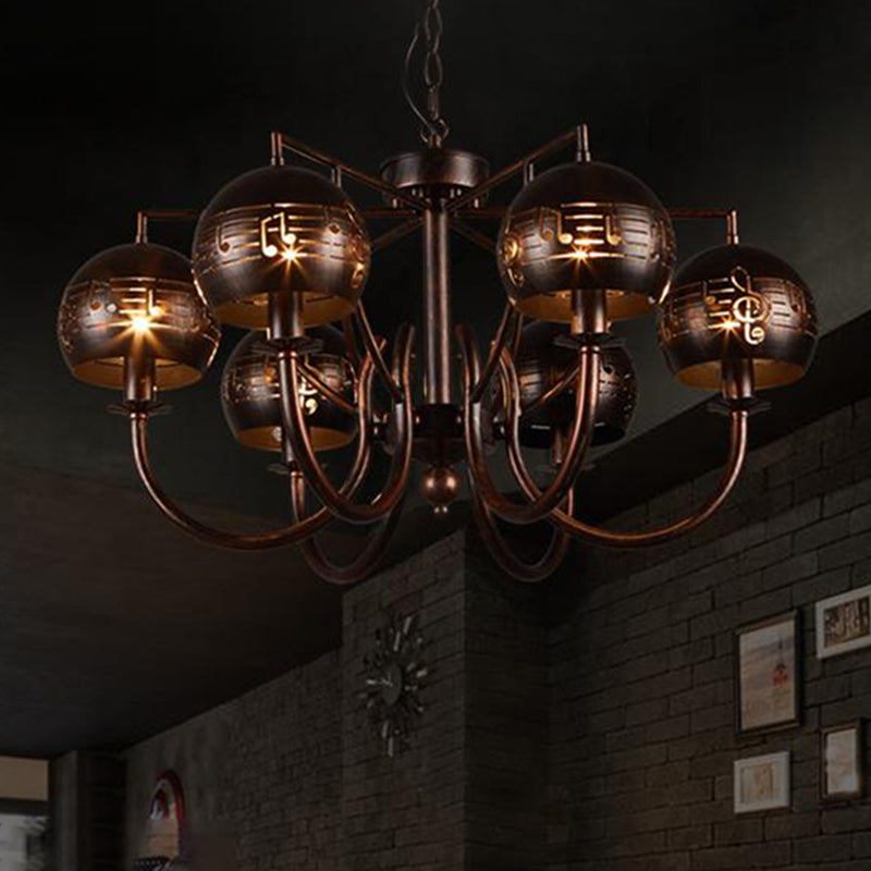 6 Light Ceiling Light Vintage Bubbled Etched Metal Hanging Chandelier in Rust for Dining Room Rust B Clearhalo 'Cast Iron' 'Ceiling Lights' 'Chandeliers' 'Industrial Chandeliers' 'Industrial' 'Metal' 'Middle Century Chandeliers' 'Rustic Chandeliers' 'Tiffany' Lighting' 209837