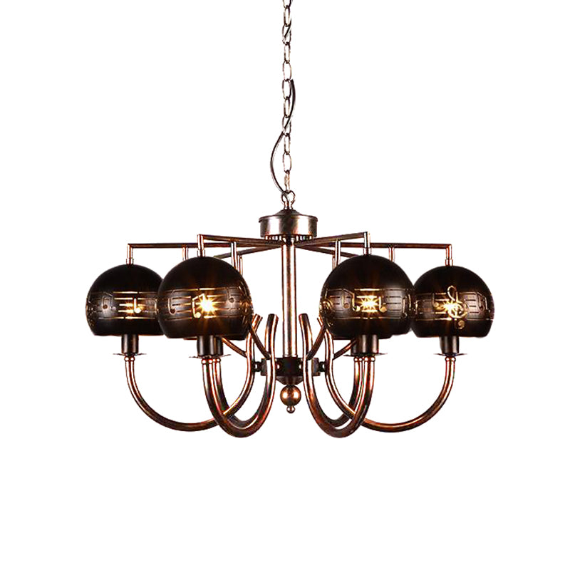6 Light Ceiling Light Vintage Bubbled Etched Metal Hanging Chandelier in Rust for Dining Room Clearhalo 'Cast Iron' 'Ceiling Lights' 'Chandeliers' 'Industrial Chandeliers' 'Industrial' 'Metal' 'Middle Century Chandeliers' 'Rustic Chandeliers' 'Tiffany' Lighting' 209838