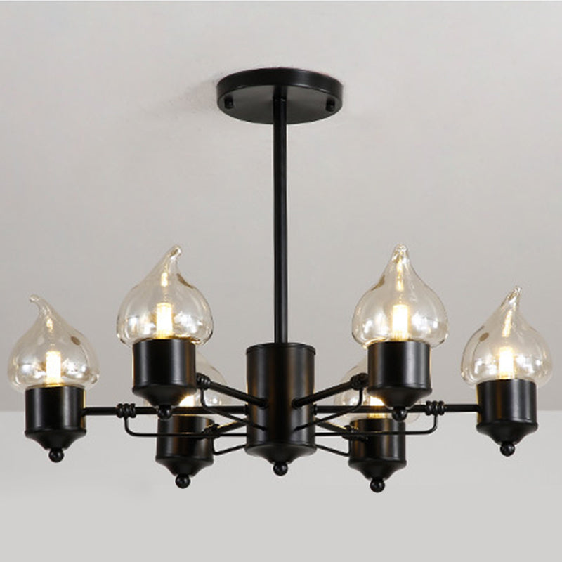 Clear Glass Cylinder Hanging Chandelier Industrial 3/6 Light Living Room Pendant Light with Round Canopy Clearhalo 'Cast Iron' 'Ceiling Lights' 'Chandeliers' 'Industrial Chandeliers' 'Industrial' 'Metal' 'Middle Century Chandeliers' 'Rustic Chandeliers' 'Tiffany' Lighting' 209861