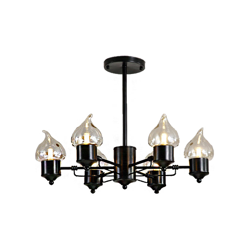Clear Glass Cylinder Hanging Chandelier Industrial 3/6 Light Living Room Pendant Light with Round Canopy Clearhalo 'Cast Iron' 'Ceiling Lights' 'Chandeliers' 'Industrial Chandeliers' 'Industrial' 'Metal' 'Middle Century Chandeliers' 'Rustic Chandeliers' 'Tiffany' Lighting' 209862