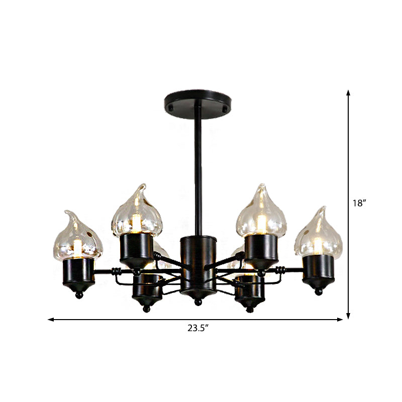 Clear Glass Cylinder Hanging Chandelier Industrial 3/6 Light Living Room Pendant Light with Round Canopy Clearhalo 'Cast Iron' 'Ceiling Lights' 'Chandeliers' 'Industrial Chandeliers' 'Industrial' 'Metal' 'Middle Century Chandeliers' 'Rustic Chandeliers' 'Tiffany' Lighting' 209863